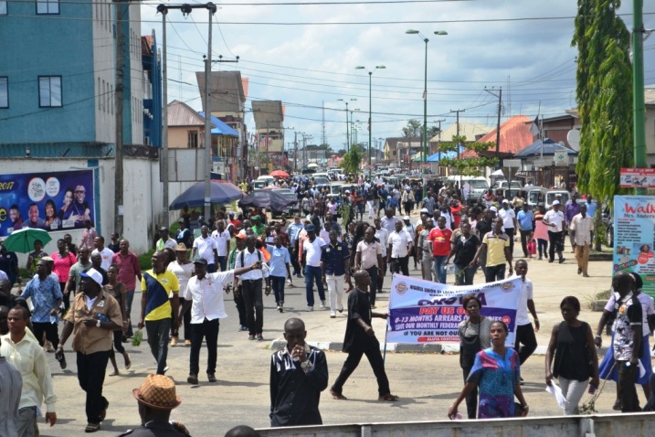 Unpaid Salaries: NULGE intensifies anti Okowa protests as allocation shrinks