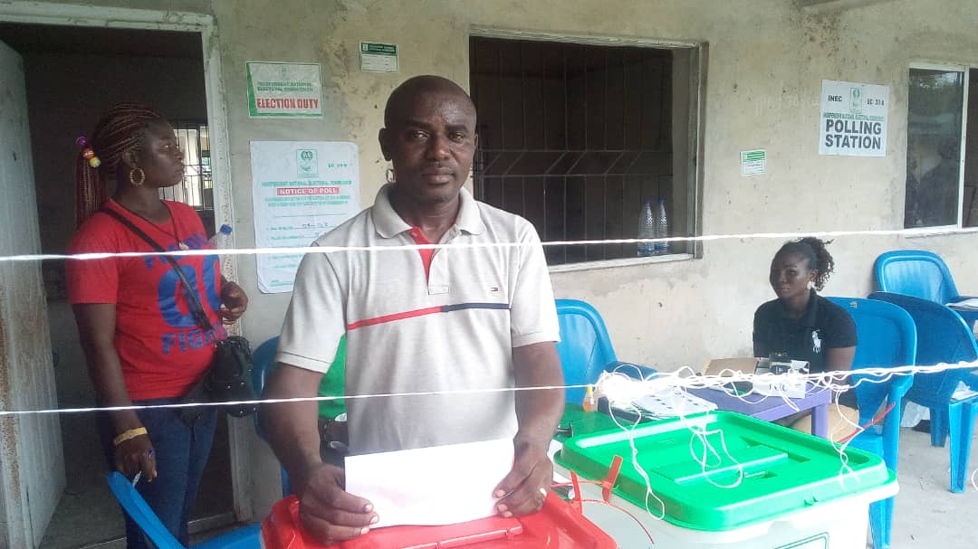 DeltaDecides: Warri South -West Chairman,Tuoyo casts ballot exactly 11:30 am