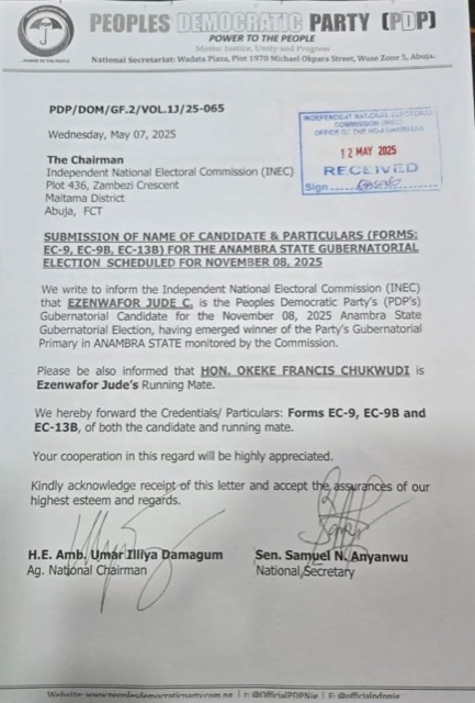 Anambra 2025: Wike outwits PDP Governors as Damagum, Anyanwu author letter introducing Ezenwafor as Party’s guber candidate