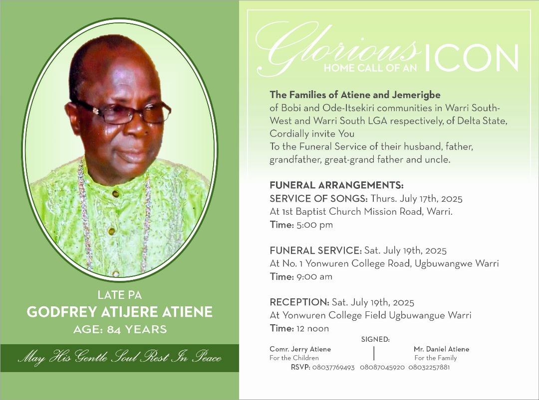 Families release programme for burial of Late Atiene