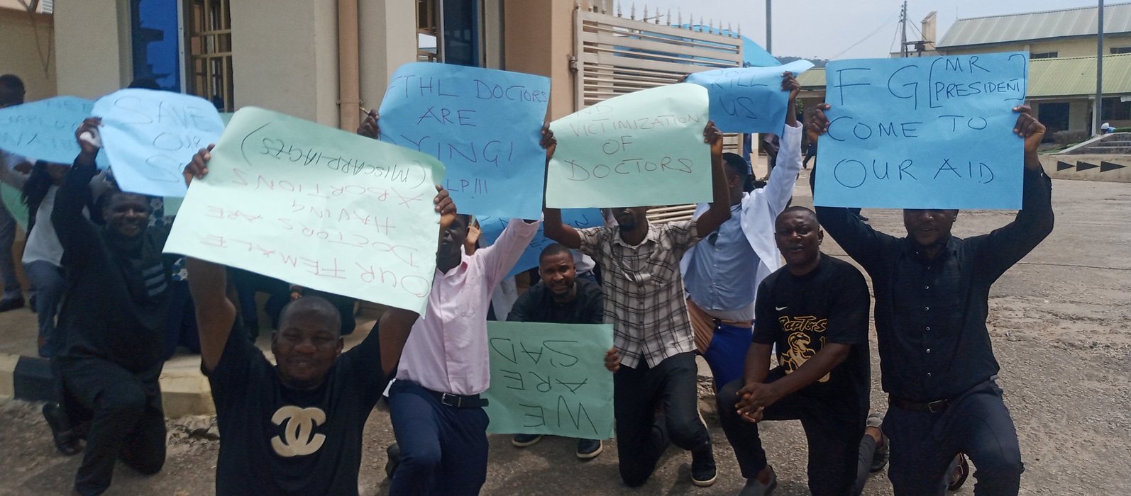 Doctors Protest over shortage of manpower, alleged obnoxious policies of FTHL management