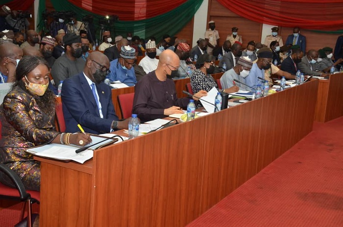 Photo-Splash of the Interactive Session, the GMD of NNPC, Mallam Mele Kyari, had with Joint Senate Committees