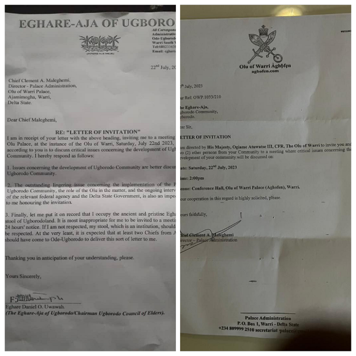 PIA: Eghare-Aja of Ugborodo declines invitation from Olu Palace, Warri