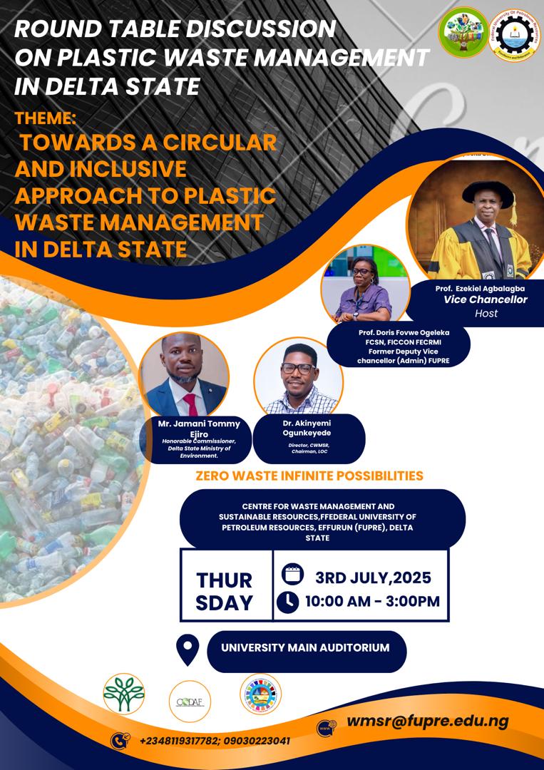 Climate Change: FUPRE seeks inclusive approach to plastic waste management