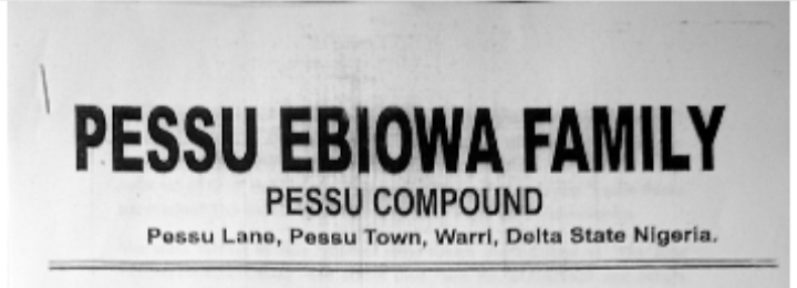 It's a taboo for anybody to refer to Pessu family as tenant in Warri  - Head of Pessu Family