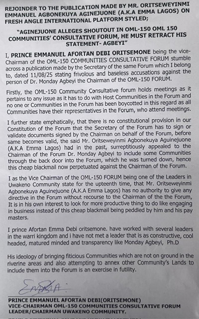 No constitutional provision in OML 150 Communities’ Forum, makes it mandatory for Secretary to sign documents- VC