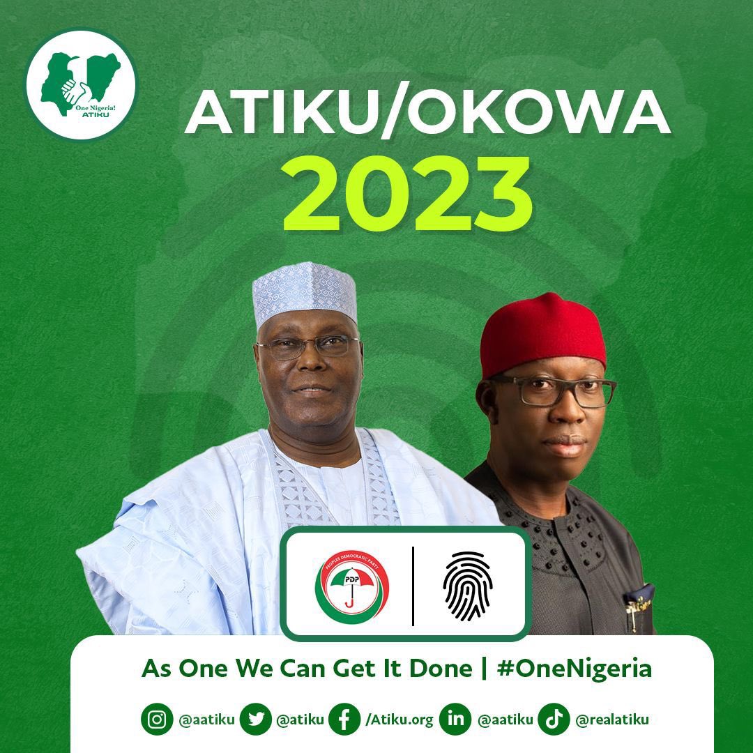 Just In: I am delighted to announce Okowa as VP candidate, Atiku tweets