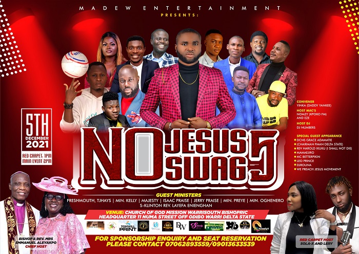 5th Edition of No Jesus, No Swag, a gospel music fiesta, holds in Warri, December 5