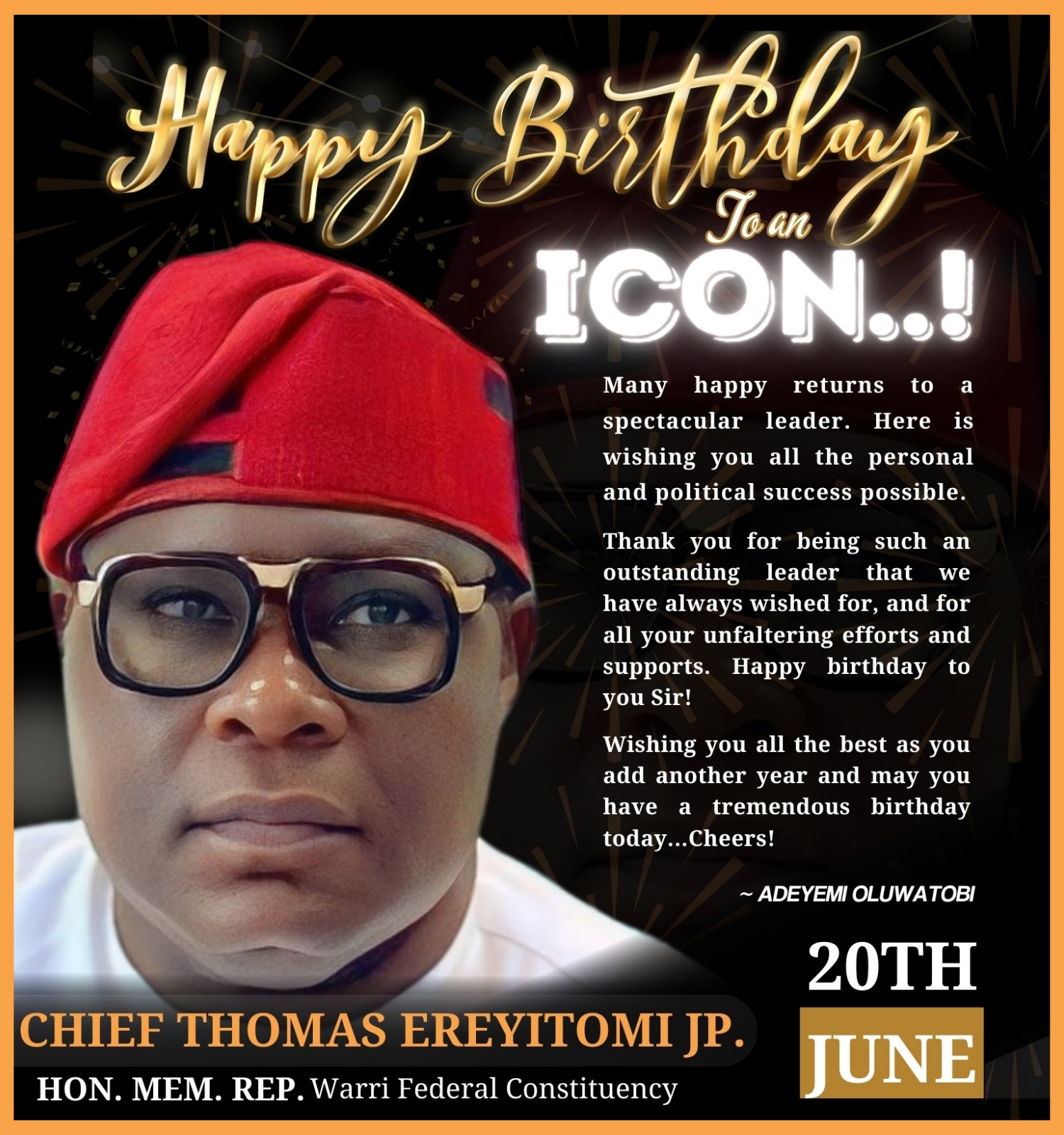 Thanks for your unfaltering efforts, event promoter salutes Chief Ereyitomi