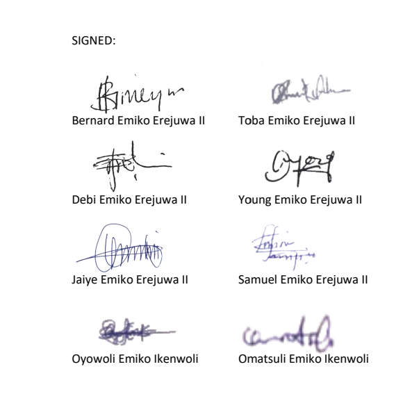 OMOBA: Emiko, Ejoh Families no longer part of the selection process – Eight signatories from Erejuwa II, Ikenwoli