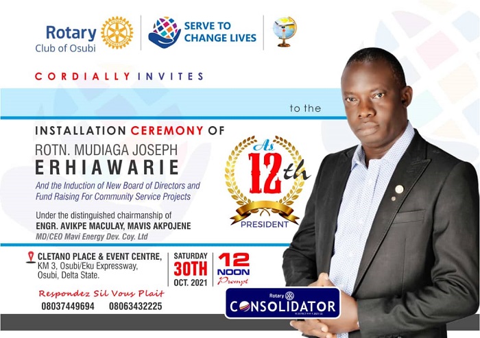 Rotn. Erhiawarie to be installed 12th President, Rotary Club of Osubi