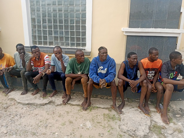 Police parades nine suspects for armed robbery, false alarm