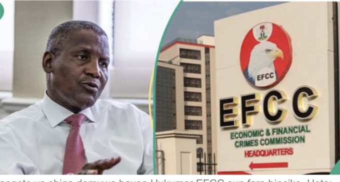 Dangote says the EFCC visited, but did not take any documents from the office