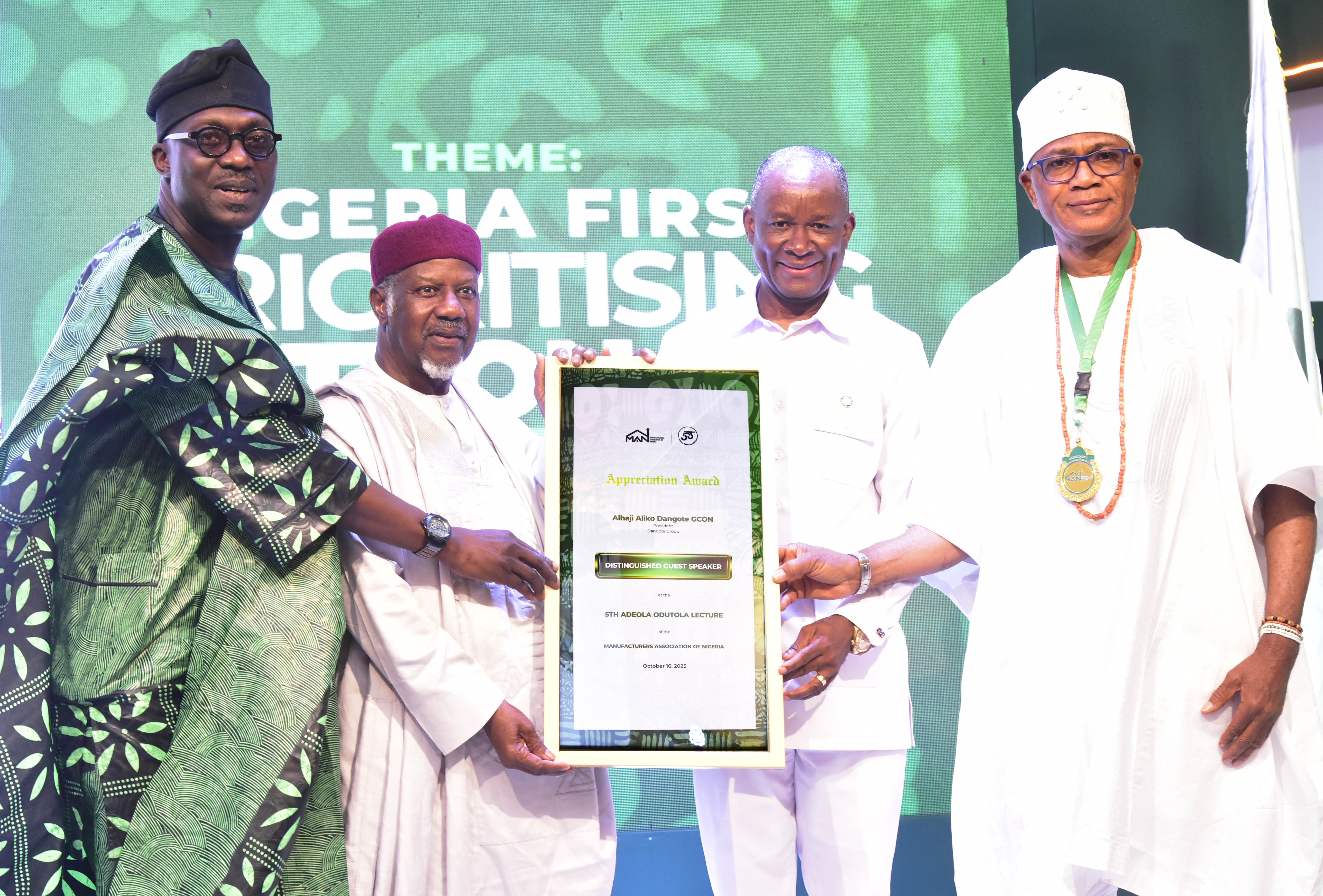 Dangote Urges Swift Legislation of “Nigeria First” Policy to drive growth of Manufacturing Sector