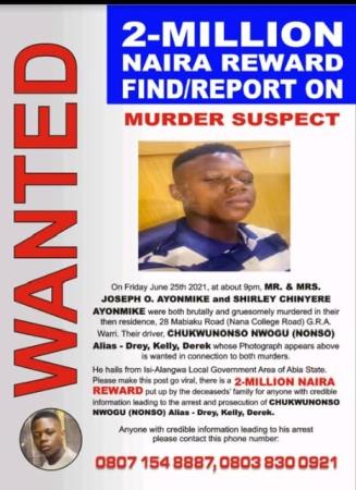 AYONMIKE FAMILY ISSUES CASH REWARD AMID SEARCH FOR MURDER SUSPECT